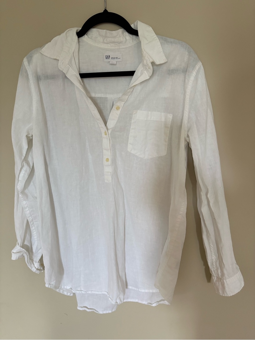 GAP White Linen Button-Front Shirt